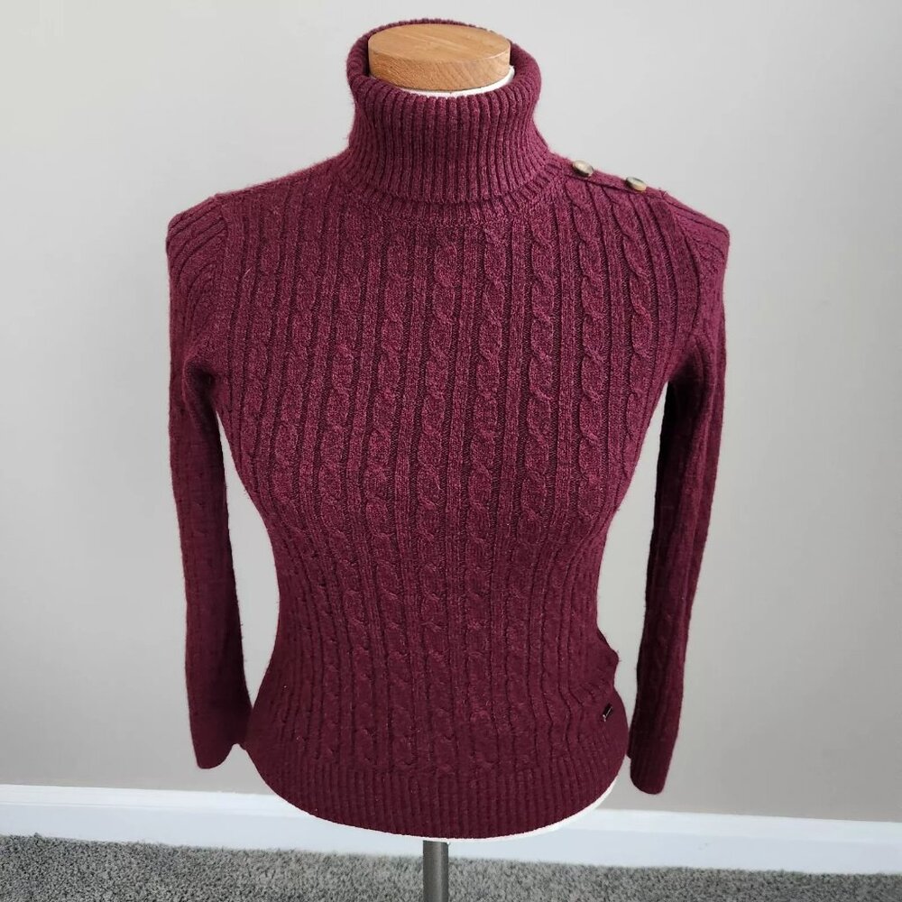 Superdry womens sweater turtleneck burgundy size 4